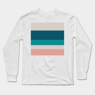 A supreme farrago of Rouge, Pastel Pink, Silver, Dark Cyan and Philippine Indigo stripes. Long Sleeve T-Shirt